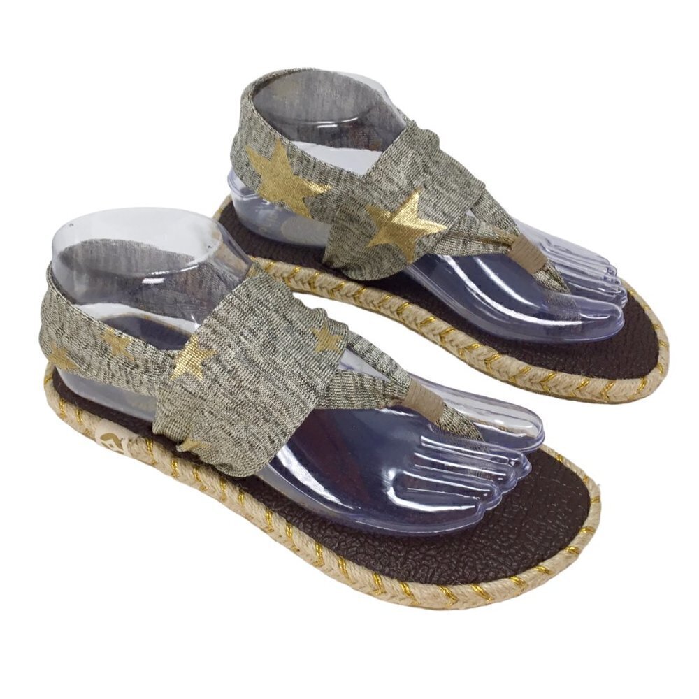 Nalho Espadrilles Sandals Yoga Mat Metallic Gold Stars Comfort Size EU 38 US 8